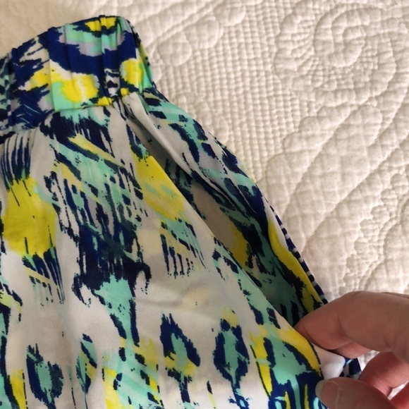 BEBE WOMEN BOHEMIAN Wide Leg Drawstring Waist Blue/ White/ Yellow pant Size M - Picture 10 of 12